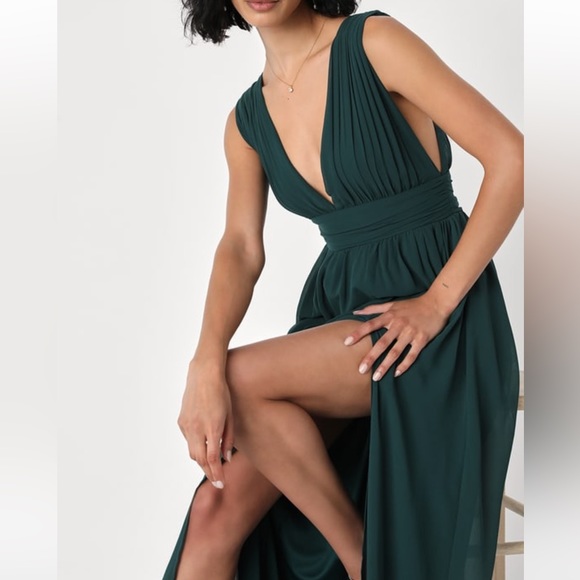 NEW Lulu’s Heavenly Hues Forest Green Maxi Dress - S - Picture 3 of 8
